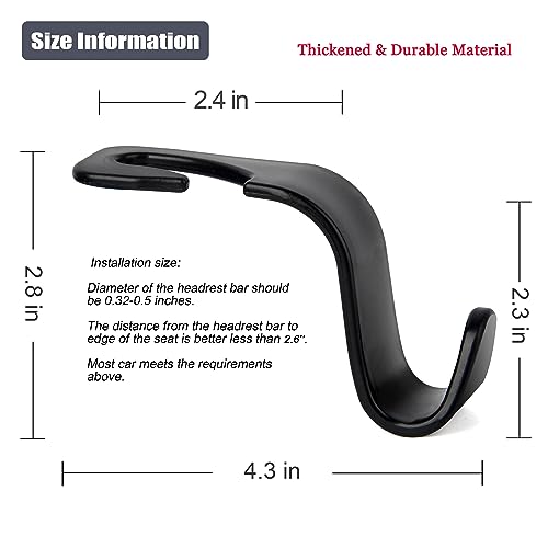 Car Seat Headrest Hook 4 Pack Black L269129