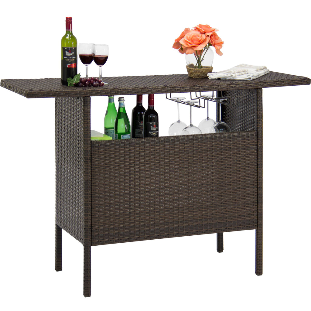 Brown Wicker Bar Counter Table I2925