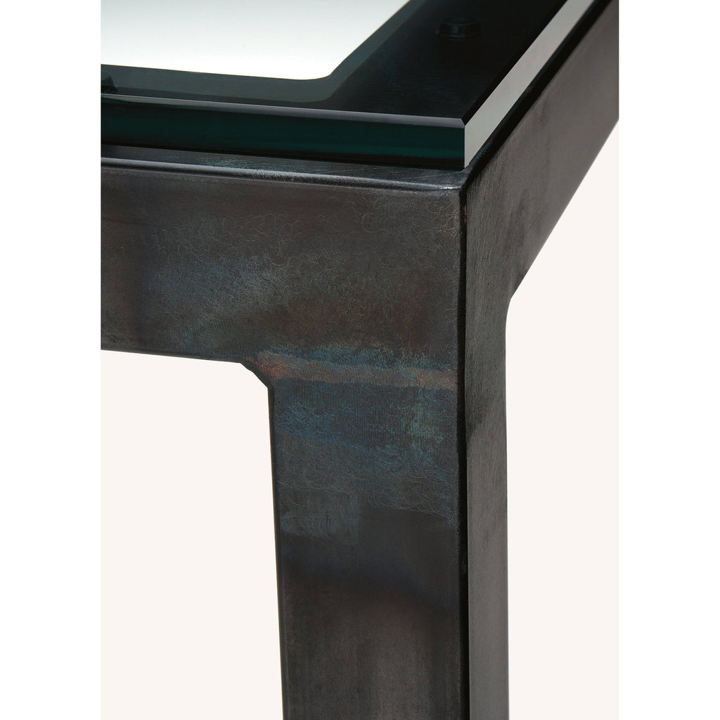 Smoke Tempered Glass Console Table with Graphite Base S8871