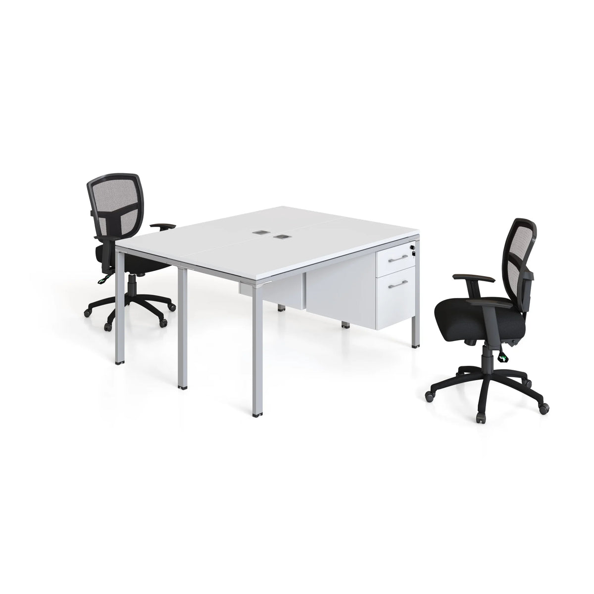 Double Desk with 2 Pedestals White T572