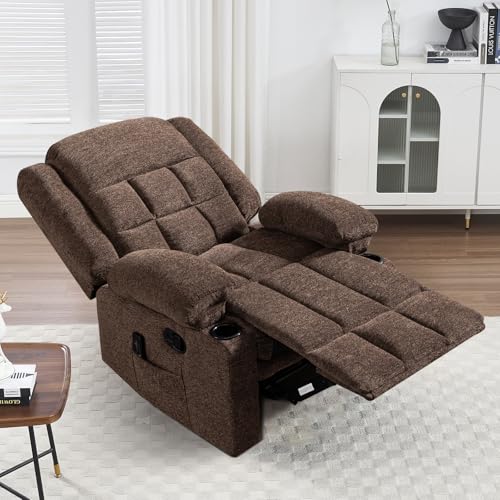 Brown Manual Recliner Chair with Massage and Heat R462