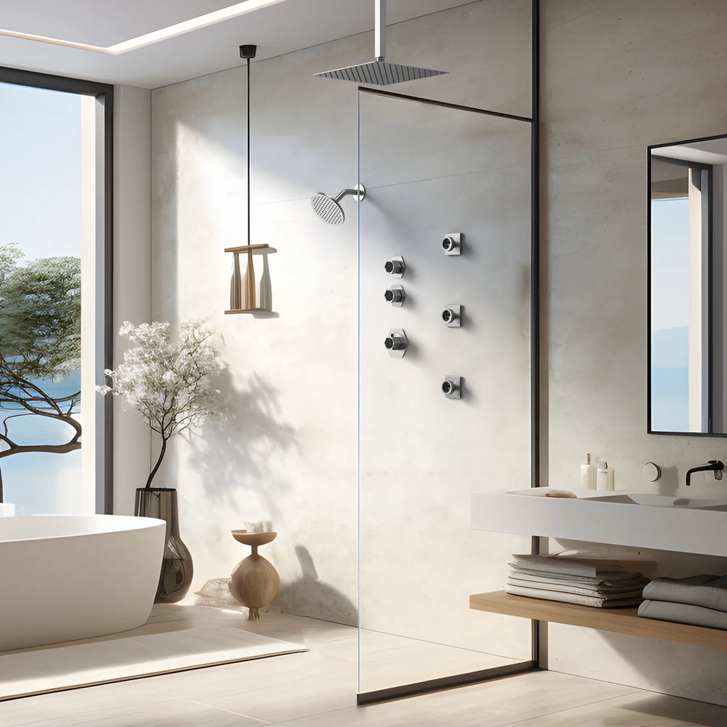 Brushed Nickel Thermostatic Shower Faucet Set N104