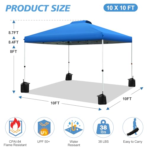 Blue 10x10ft Pop up Canopy Tent with Roller Bag J4564
