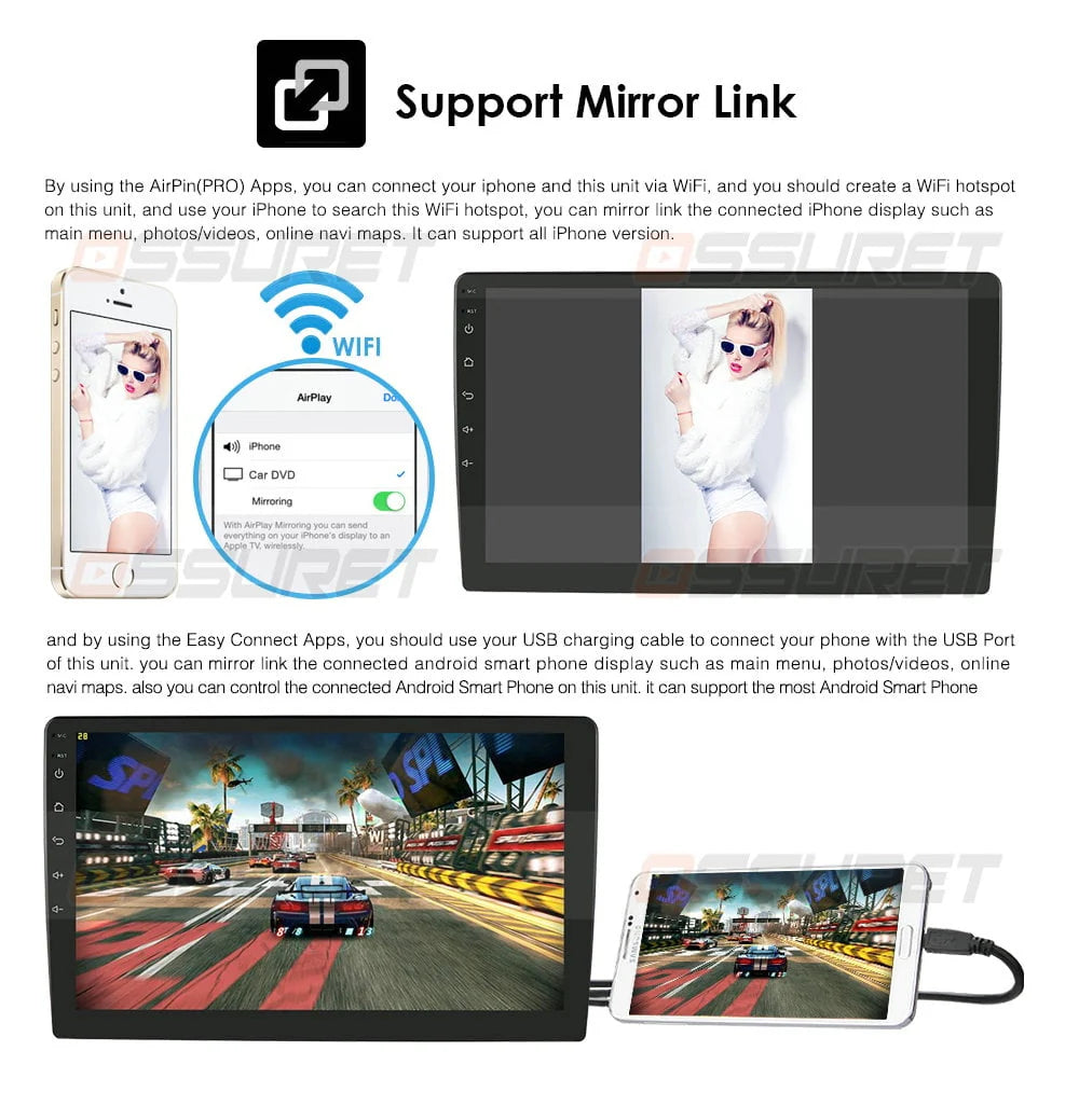 10.1 Touch Screen Android 12 Carplay 32GB Bluetooth GPS Car Stereo Radio W68543
