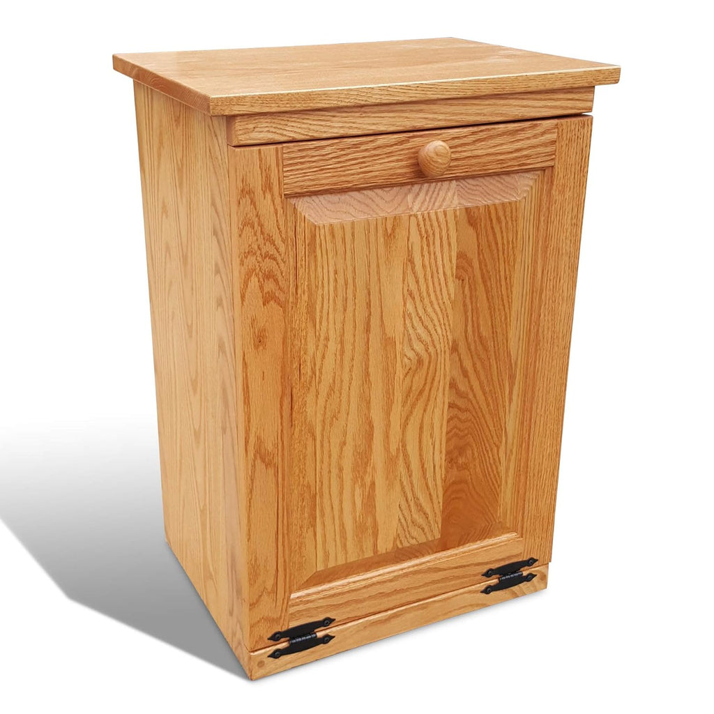 Tilt Out Trash Cabinet Wooden Garbage Can Holder (Golden Oak) Q794872