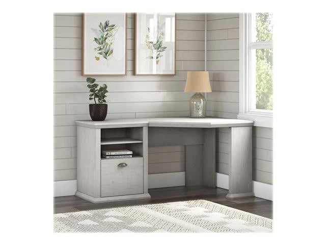 Linen White Oak Corner Desk with Storage O441527