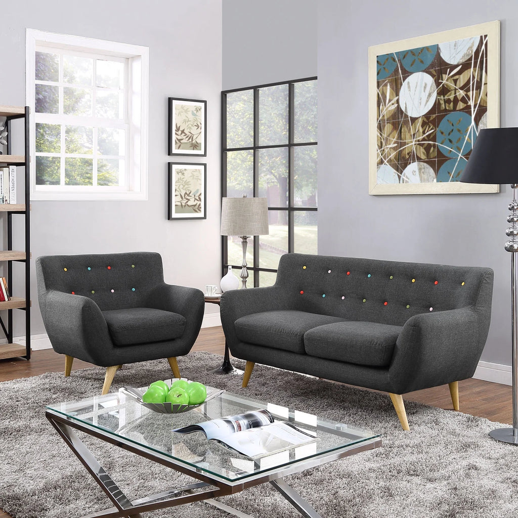 Grey Fabric Plywood Two PCS Living Room Set T15261