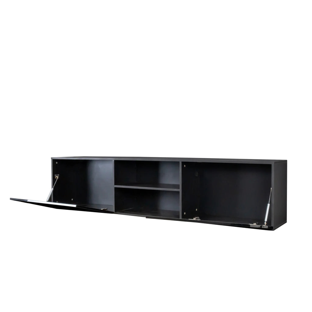 Wall Mounted Floating TV Stand with Shelf and Clamshell Doors B2797