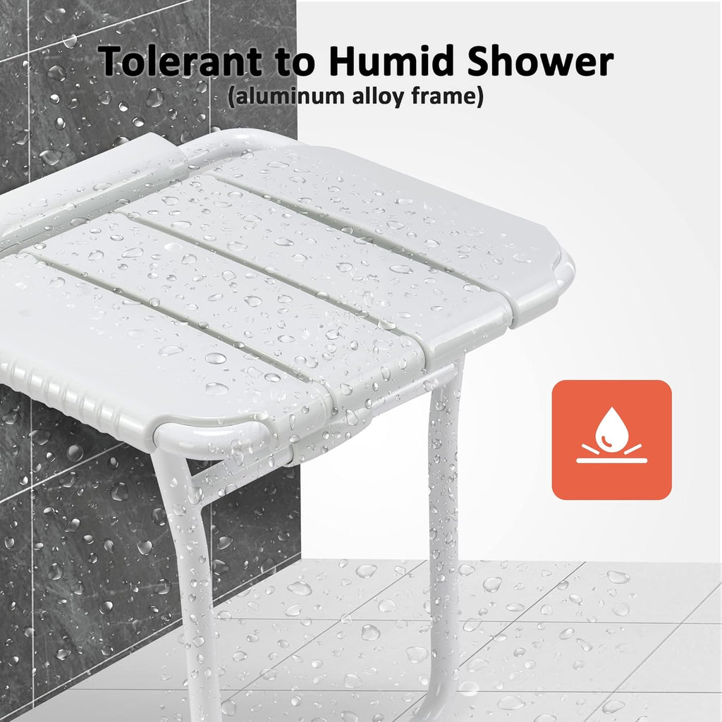 Foldable Shower Seat Bench Wall Mounted White Z4106