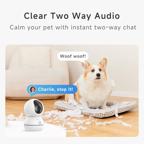 2K Indoor Pan/Tilt Security Camera with Speaker, 2Pcs L509547