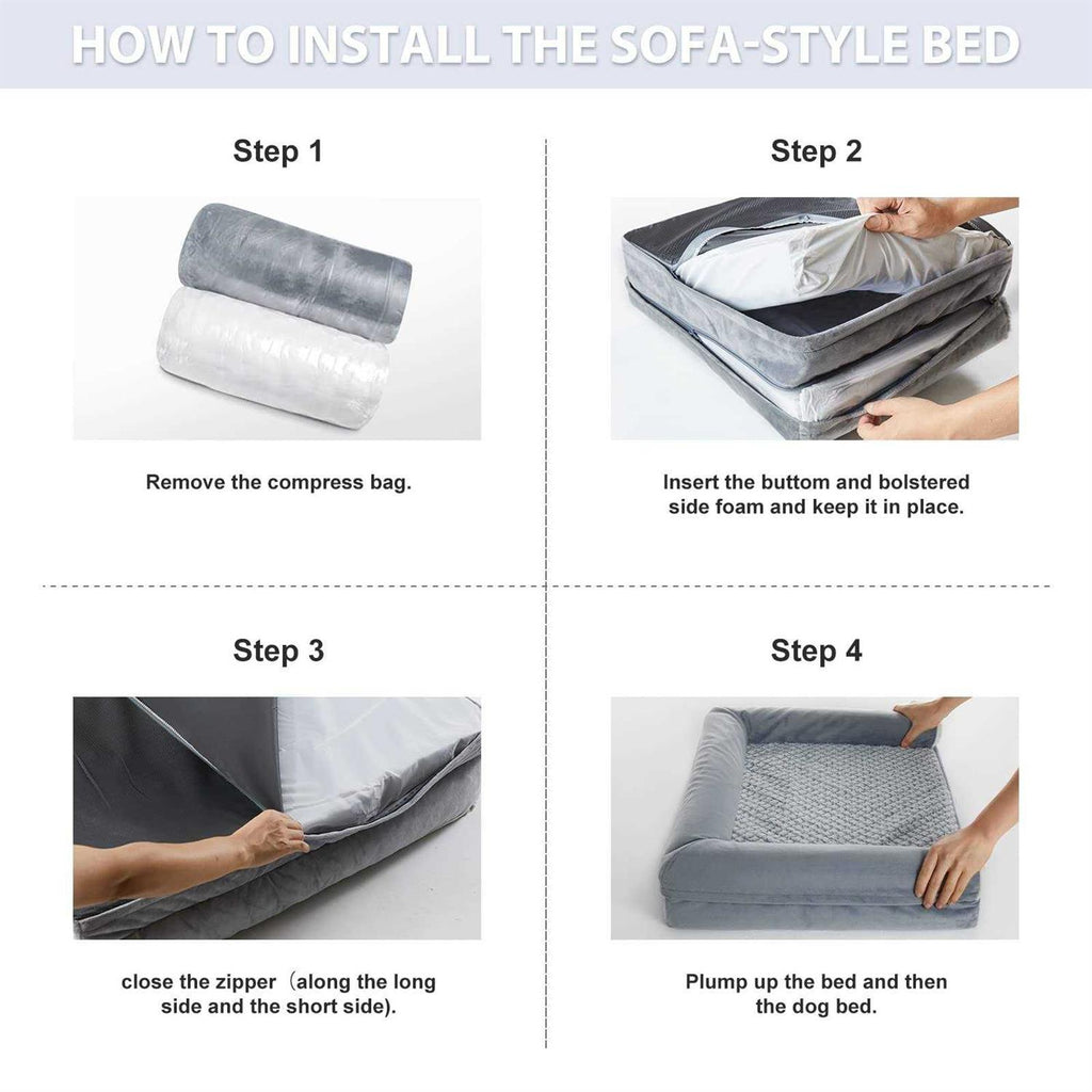 Large Dogs Orthopedic Sofa Dog Bed with Removable Waterproof Cover S308