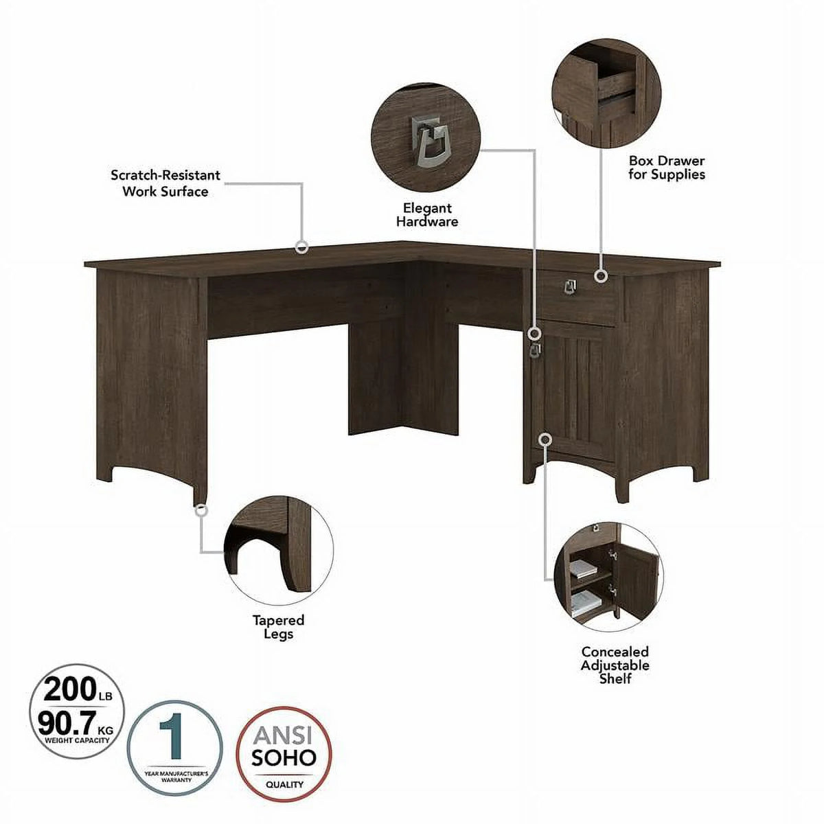L Shaped Desk with Storage O489134