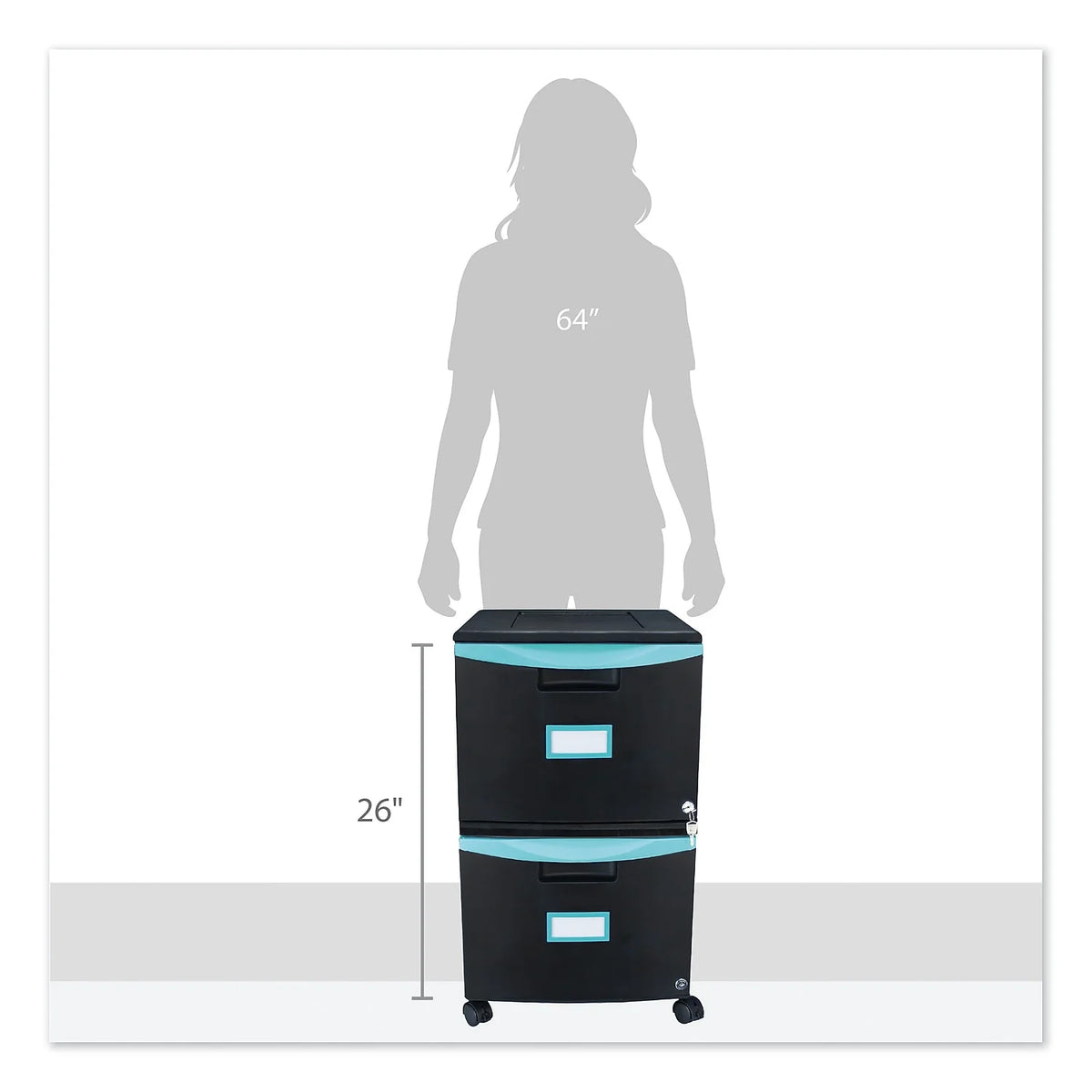 2-Drawer Mobile File Cabinet, Black H645460