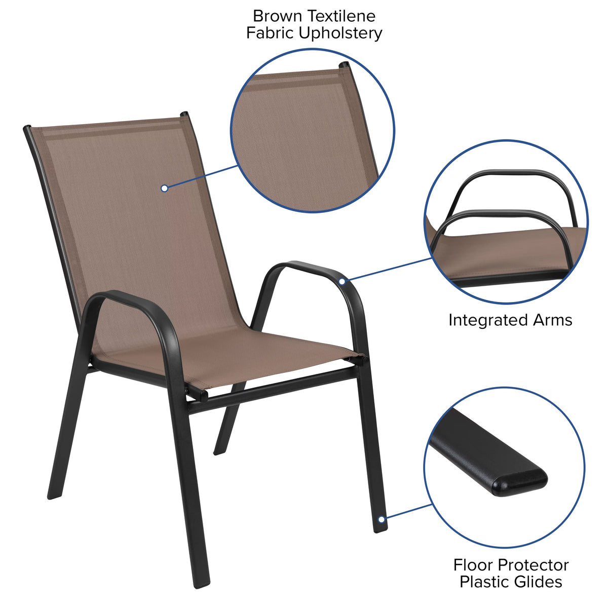 5 Piece Outdoor Patio Dining Set with 4 Brown Stack Chairs Z949649