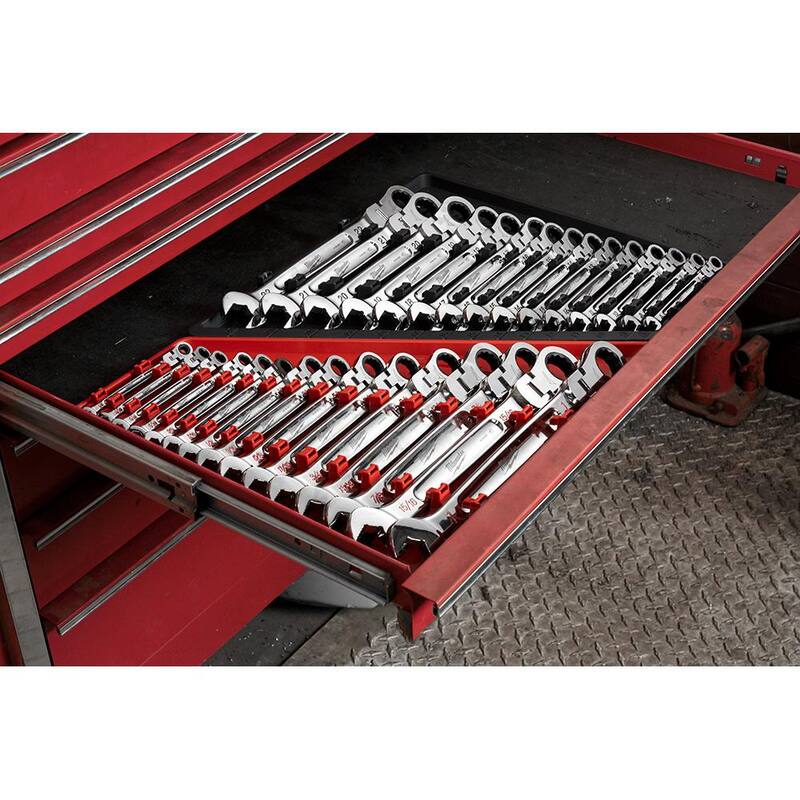 25-Piece Flex-Head Ratcheting Combination Wrench Set SAE with Screwdriver Set U609