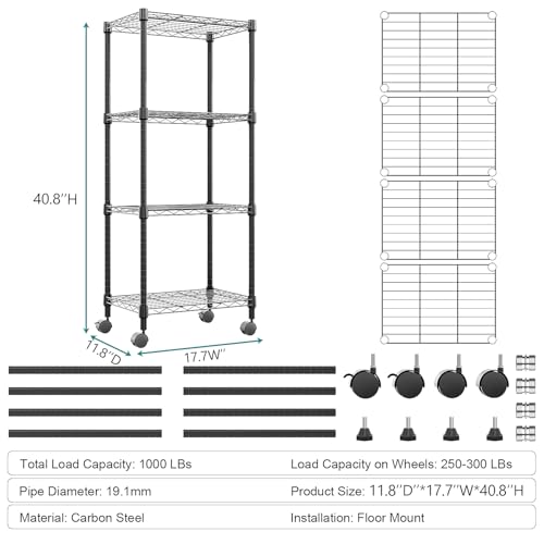 5-Shelf Heavy Duty Adjustable Wire Shelving Unit P18309