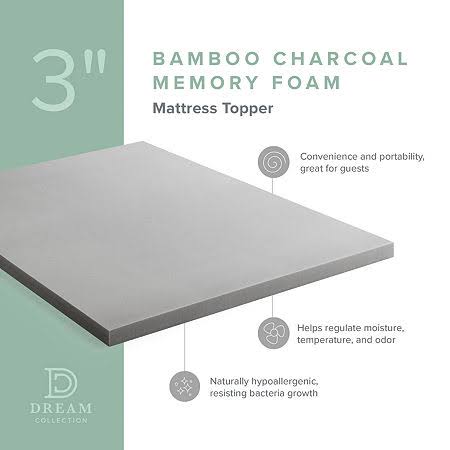 California King Bamboo Charcoal Memory Foam Topper L915