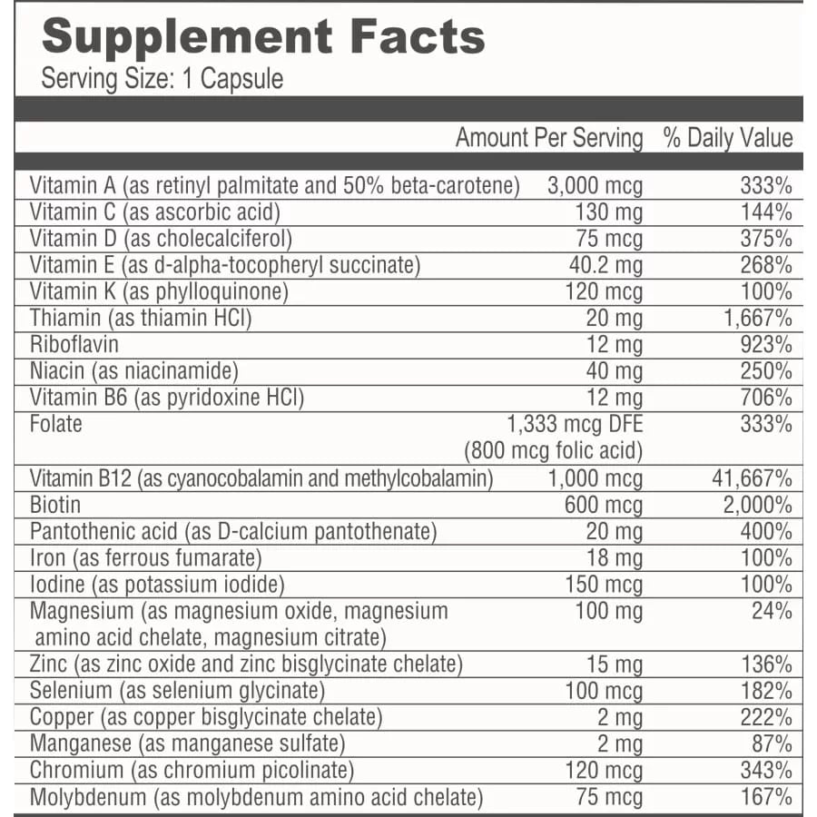 Capsules 3-Month Supply Multivitamin with Iron Calcium Citrate Soft Chews N520302