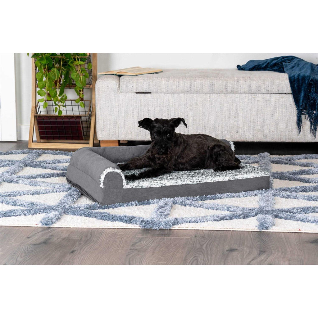 Two-Tone Faux Fur Suede Chaise Lounge Dog Bed J611