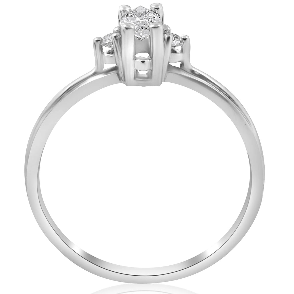 1/3 Marquise Diamond Engagement Ring 10k White Gold T803554