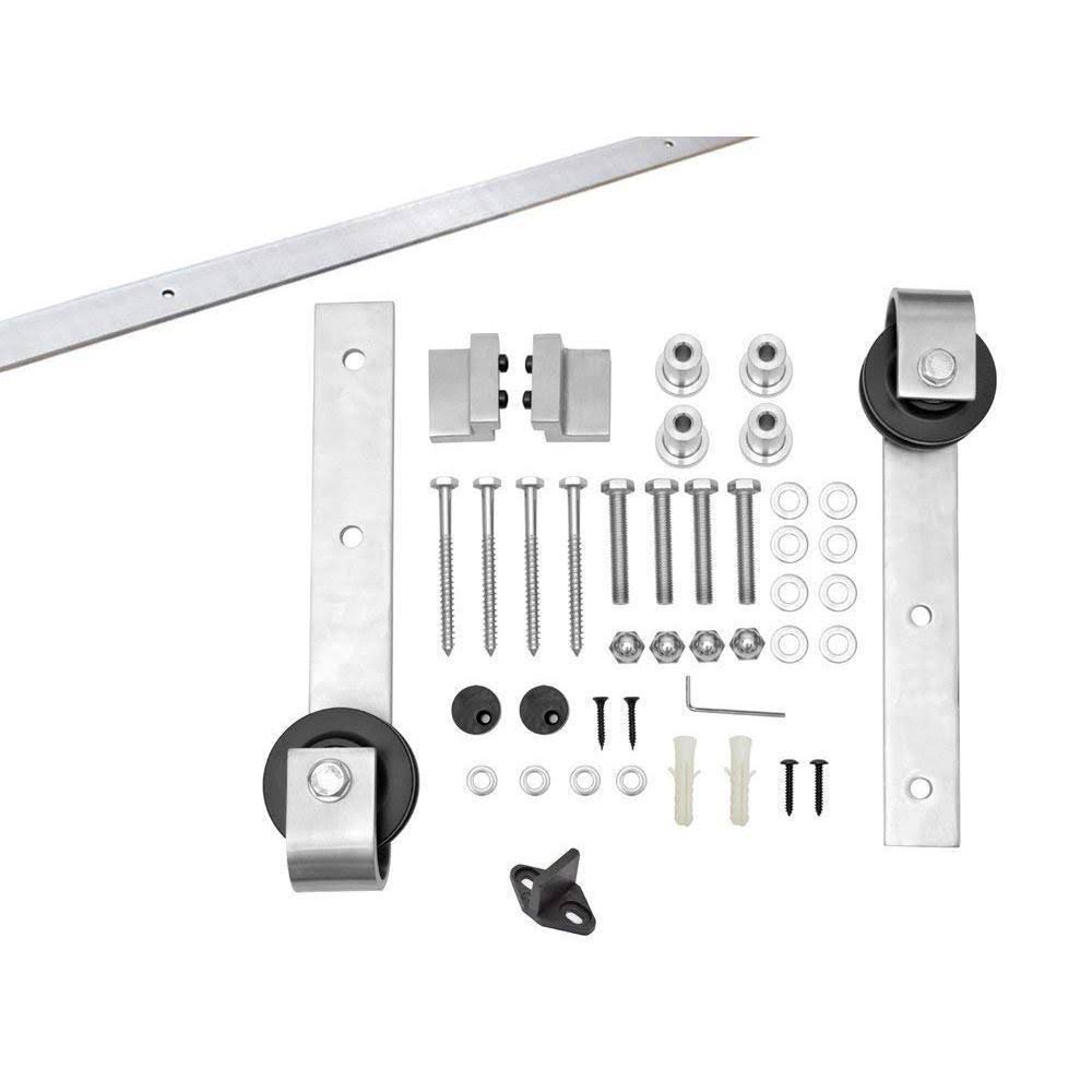 Gray Knotty Pine Wood Interior Sliding Barn Door with Hardware Kit O1628