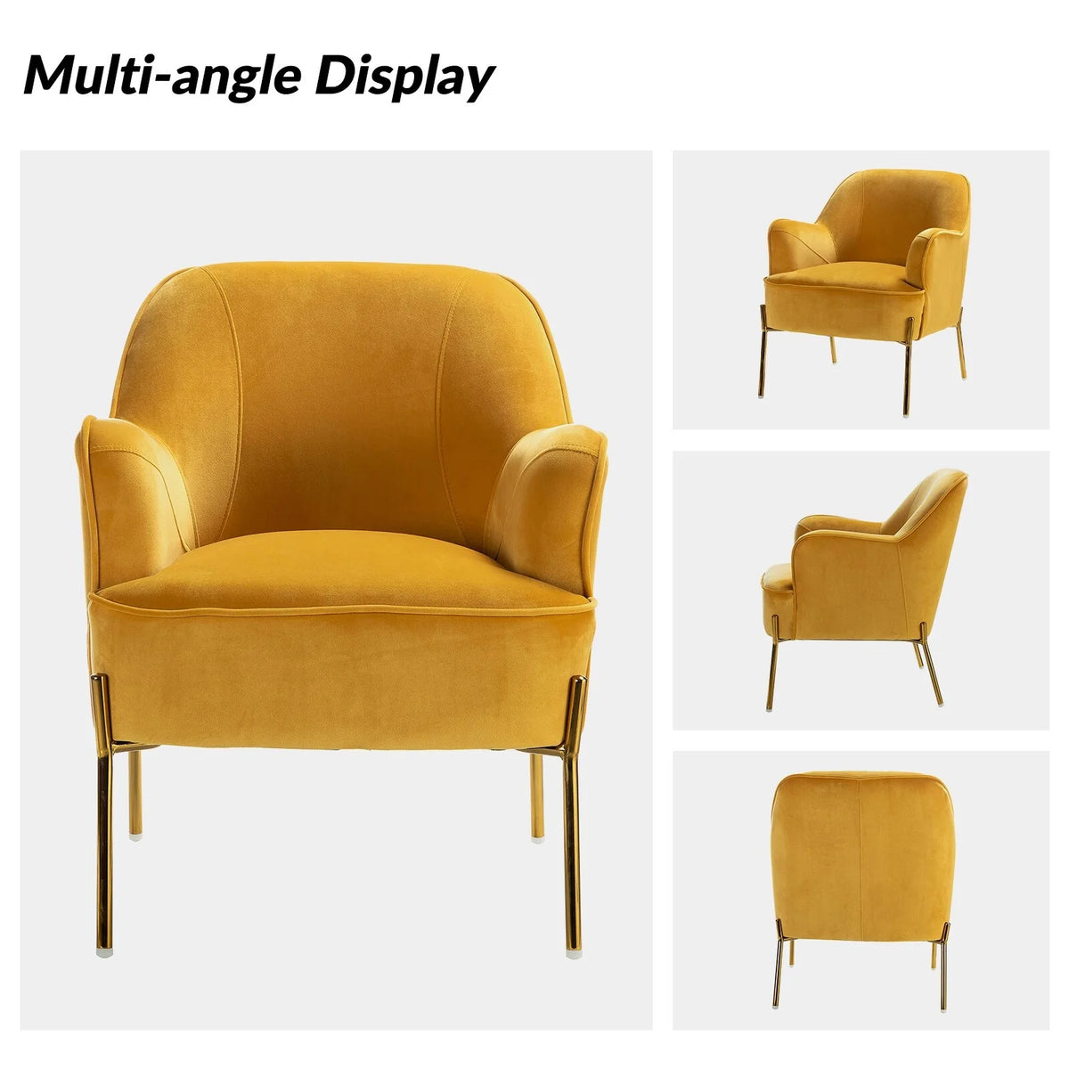 Velvet Accent Chair with Golden Legs Set of 2 T459