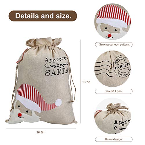 2 Pack Christmas Stripe Canvas Santa Sack with Drawstring V6985