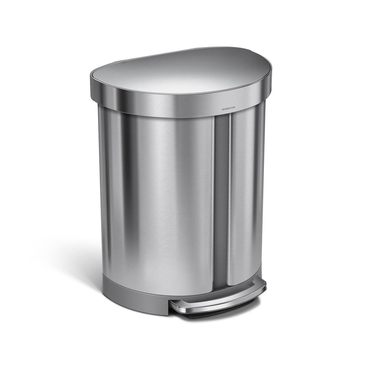 Stainless Steel Dual Compartment Semi-Round 14.5 gal Step Trash Can X32694