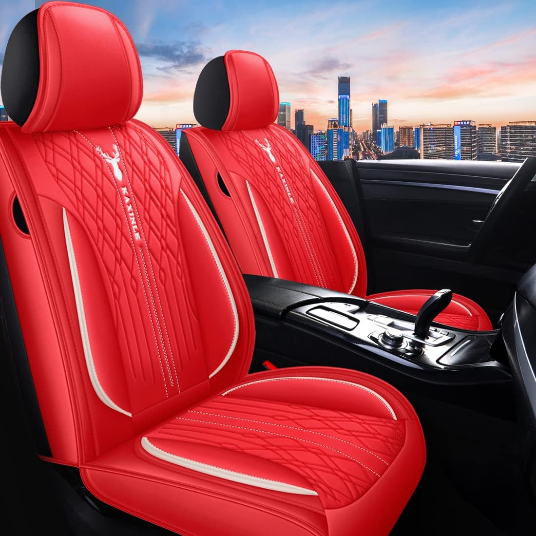 Pink Leather Car Seat Covers 5 Seats Full Set Waterproof I12280
