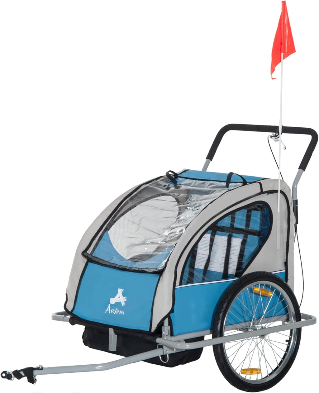 Three-Wheel Bicycle Cargo Trailer with 2 Security Harnesses & Storage W5662