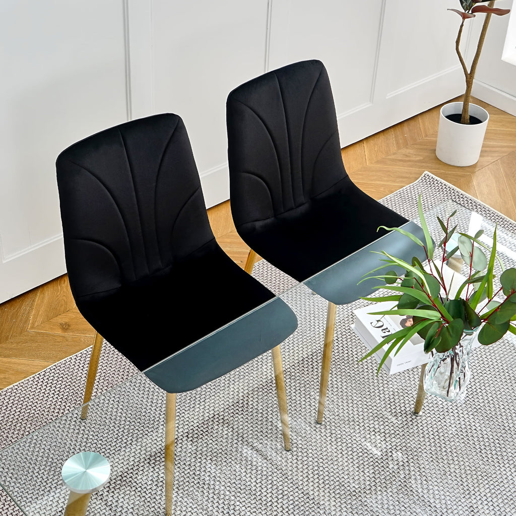 Black Dining Chair with Gold Metal Legs Set of 4 J803