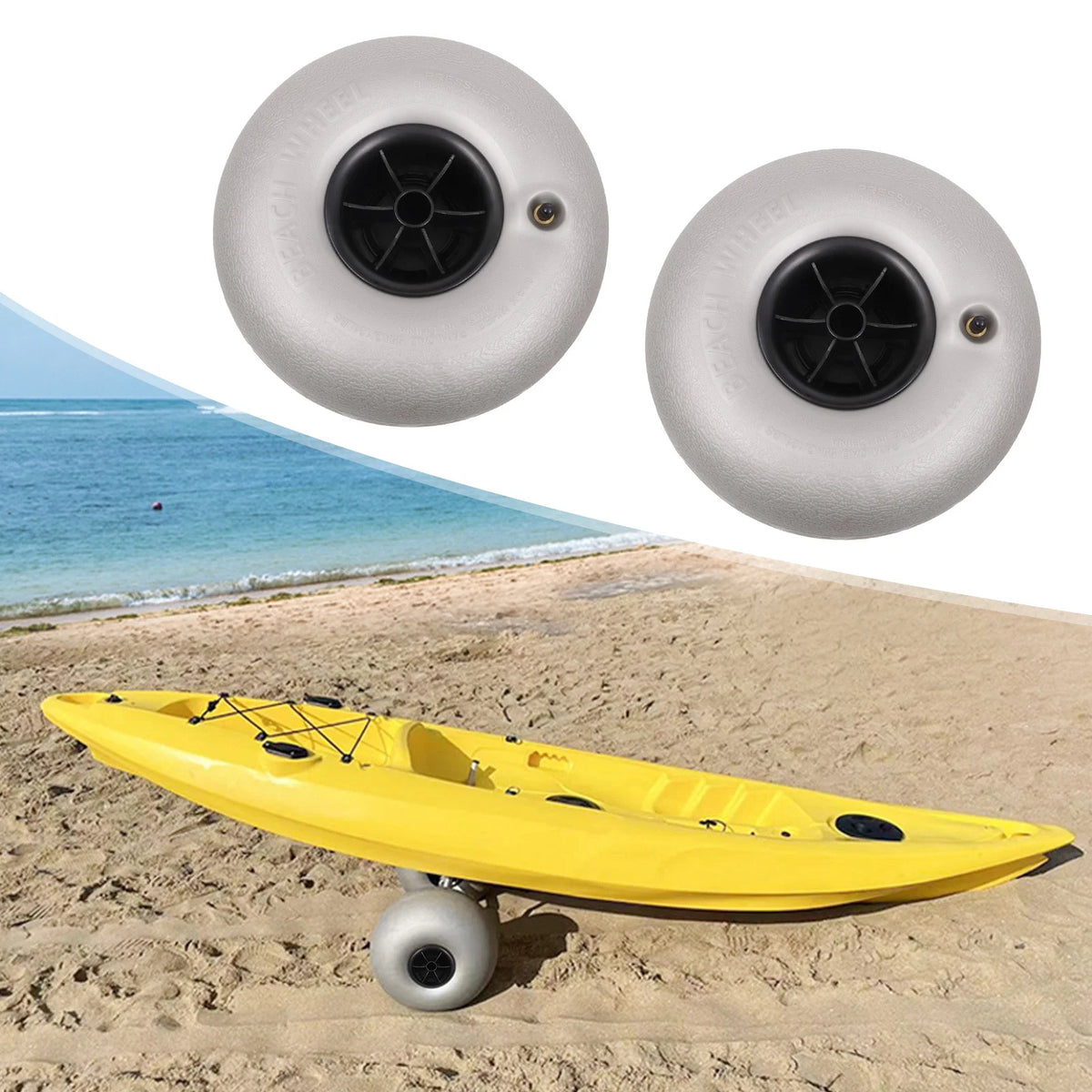2PCS Inflatable Beach Wheels for Kayak Dolly Cart D961