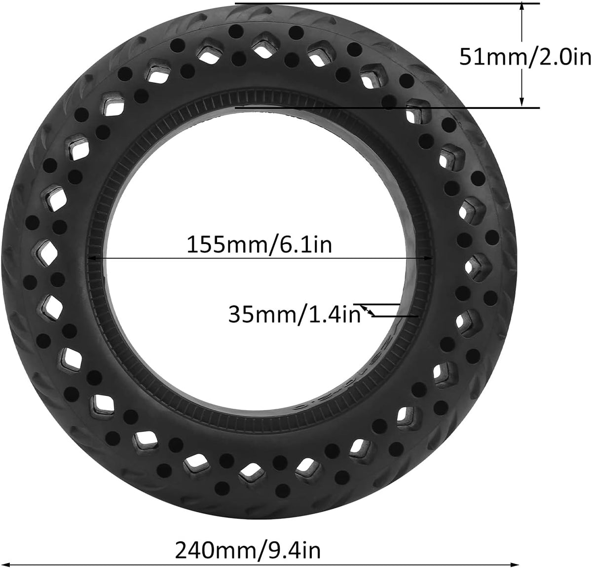10x2.0in Solid Rubber Electric Scooter Tire Pack of 2 G417434