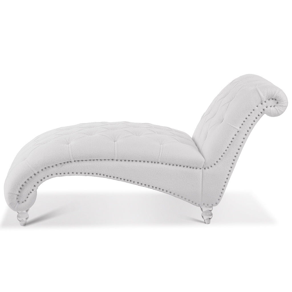 White Tufted Armless Chaise O713