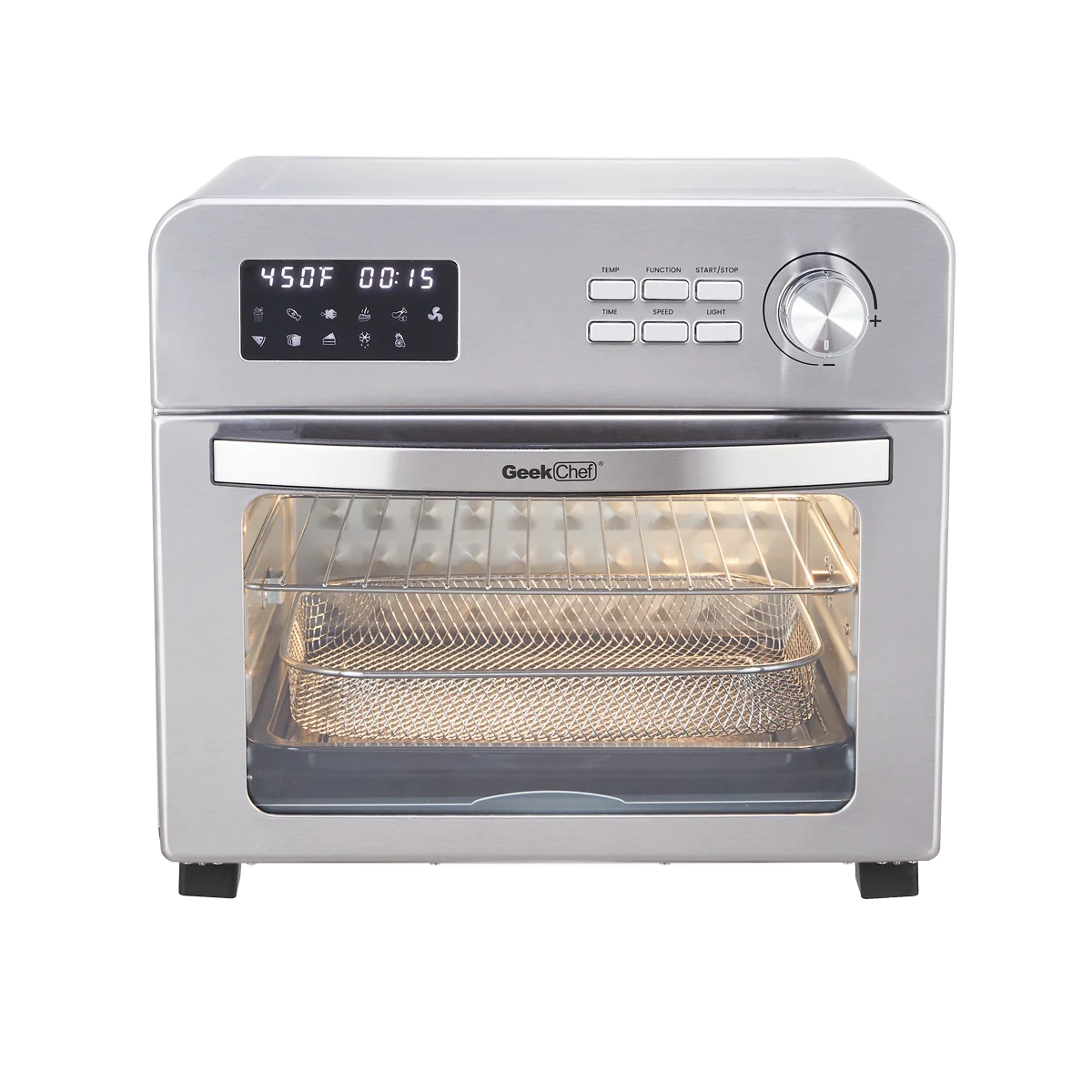 6-in-1 Air Fryer Toaster Oven, 24 Quart LCD Countertop Convection Airfryer with Rotisserie and Dehydrator P403