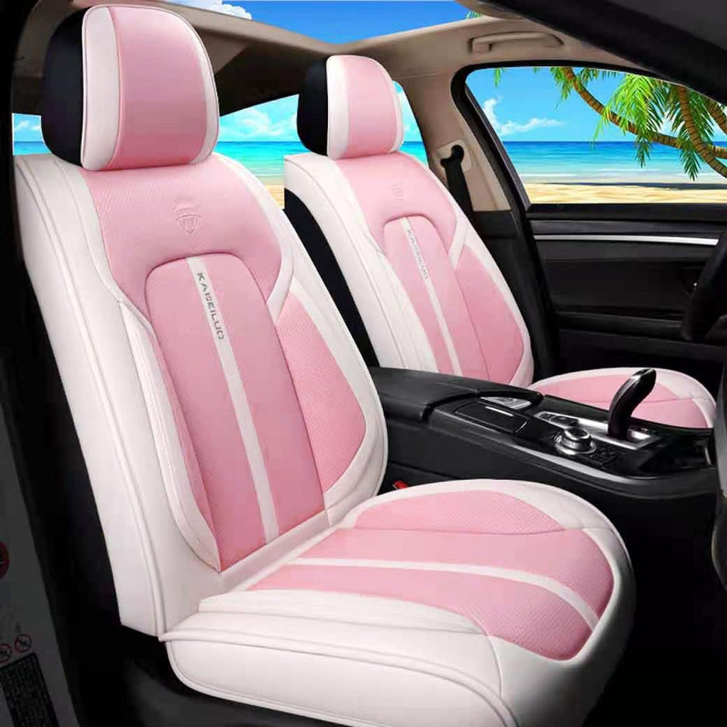 Red & Black Leather Car Seat Covers 5 Seats Full Set I476