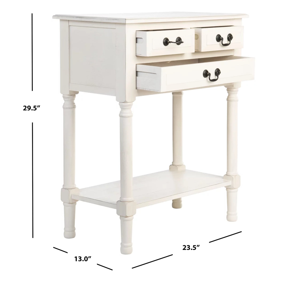 Distressed White Wood Console Table with Drawer P2578