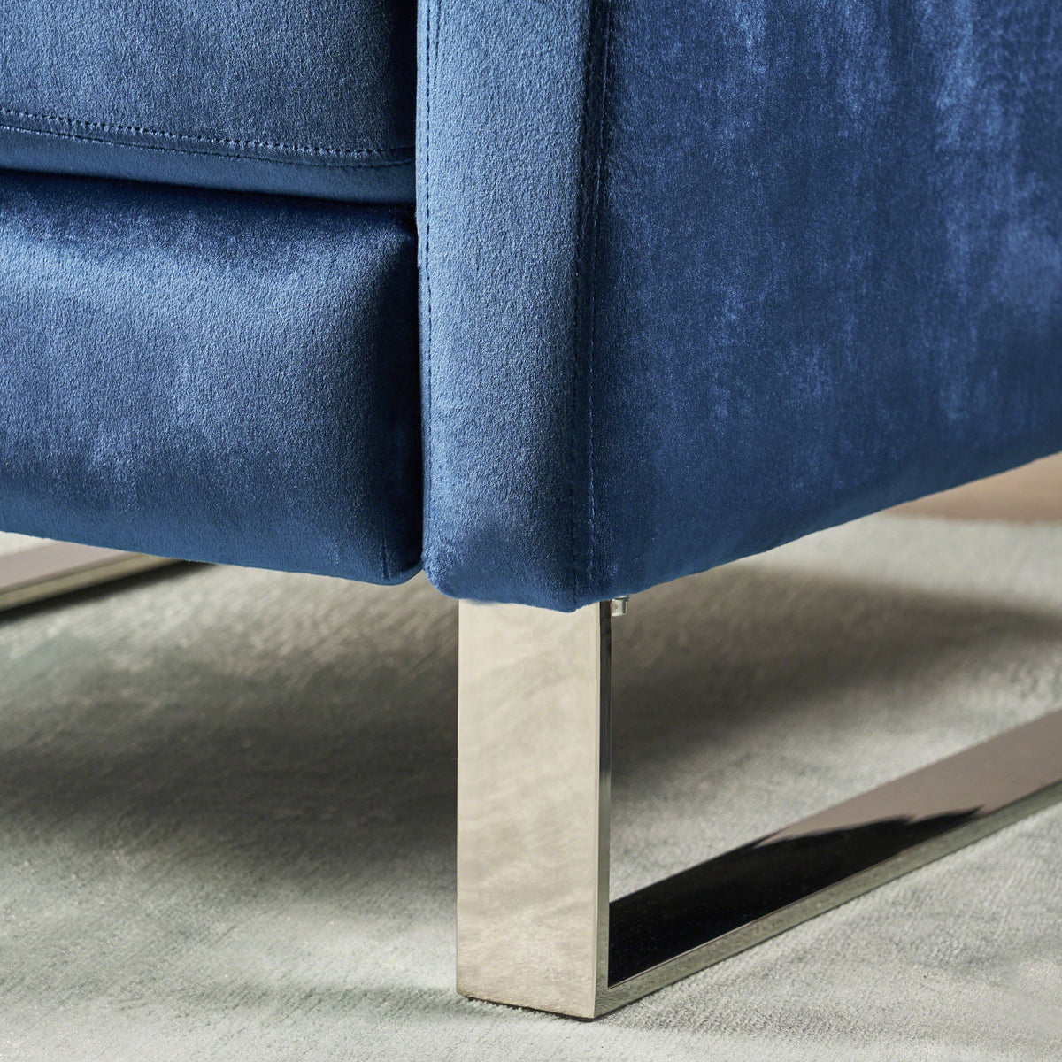 Cobalt Velvet Push Back High Leg Recliner B2122