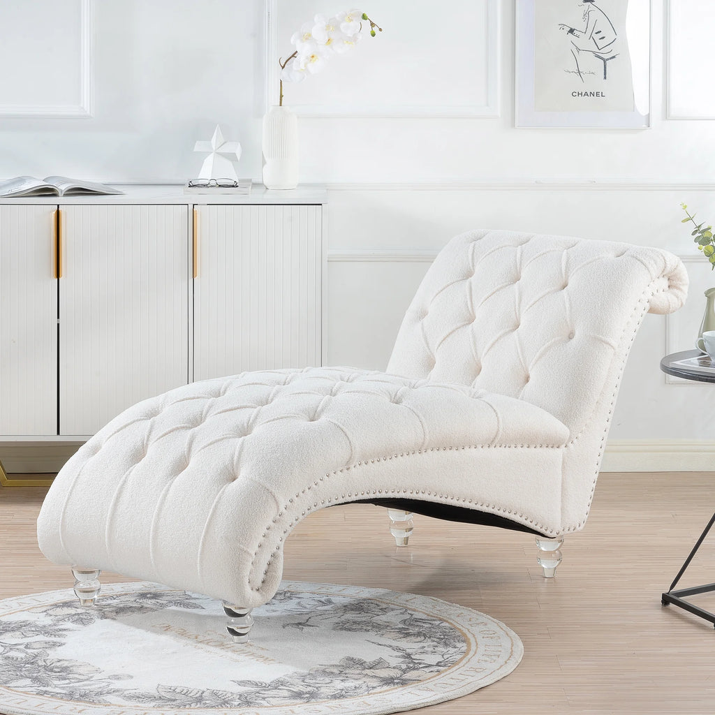 White Tufted Armless Chaise O713