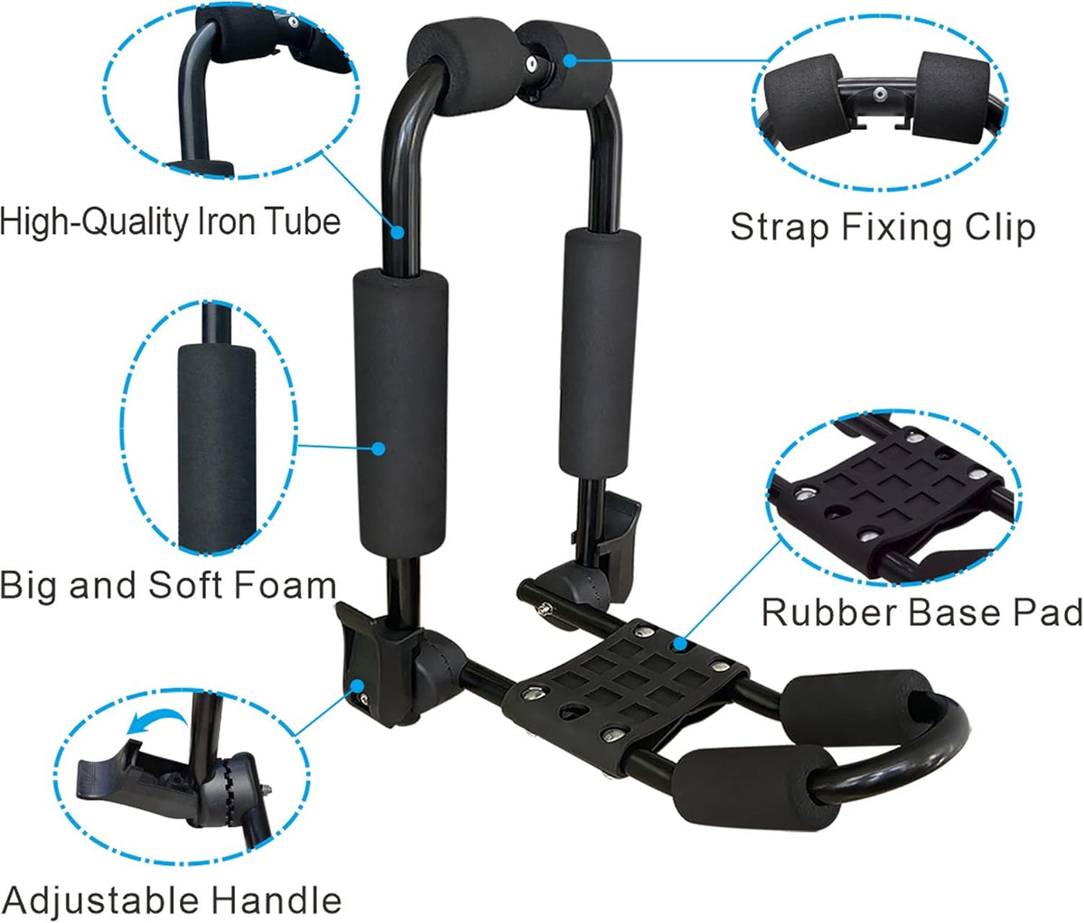 Kayak Roof Rack for 2 Kayaks, J-Style Universal Kayak Racks, Folding Kayak Carrier, 2 Pair F90867