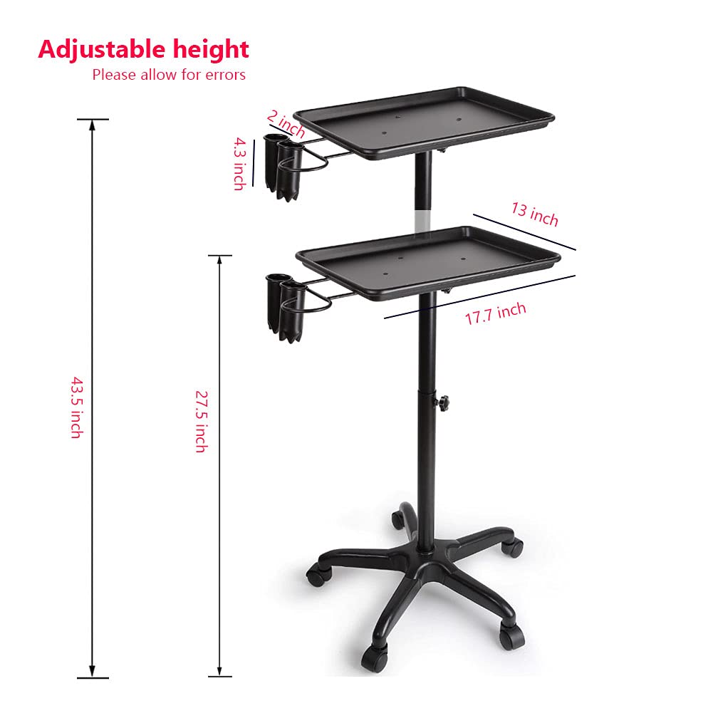 Black Aluminum Salon Tray Cart with Wheels K401508
