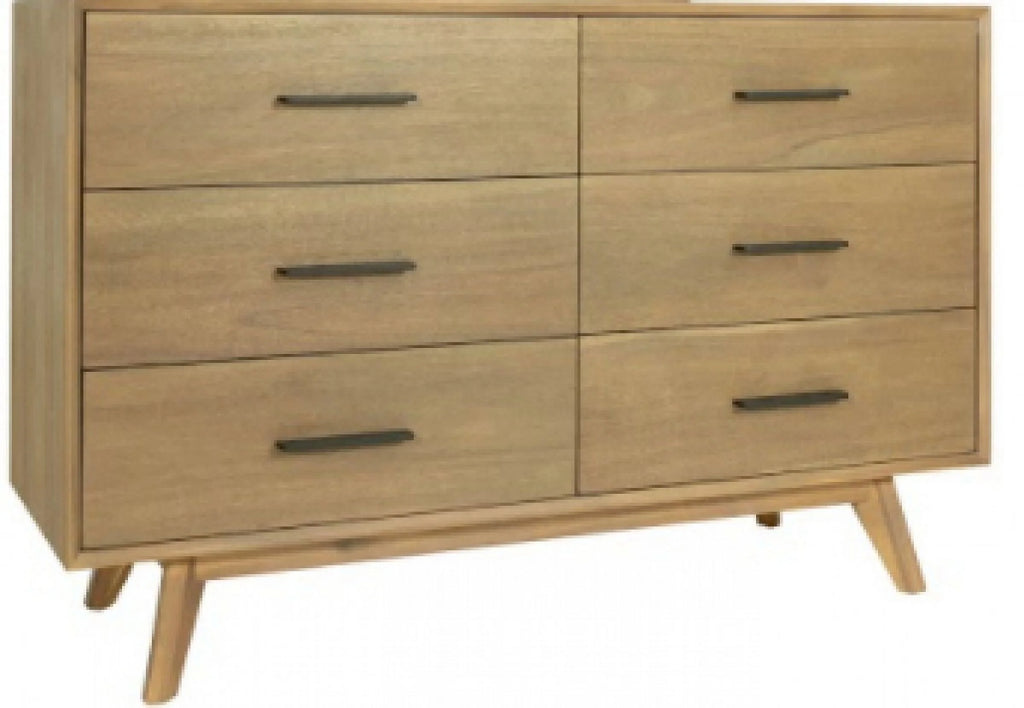 Walnut Solid Wood Six Drawer Double Dresser Z163129