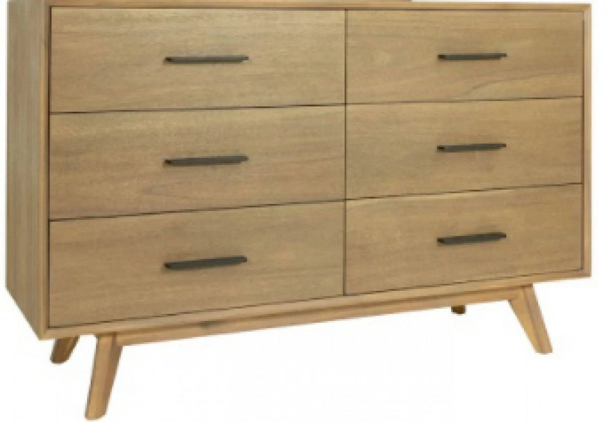 Walnut Solid Wood Six Drawer Double Dresser Z163129
