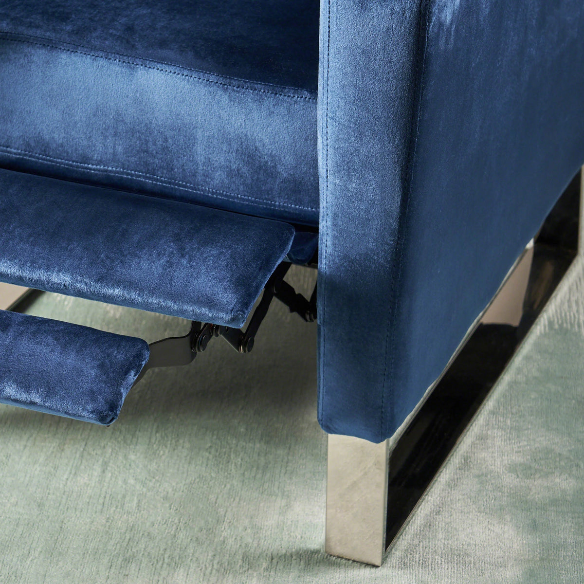 Cobalt Velvet Push Back High Leg Recliner B2122