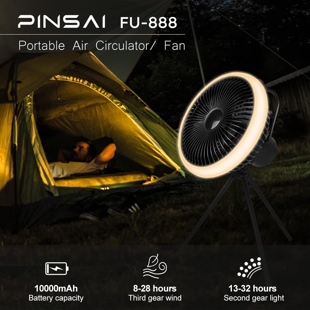 Camping Fan with LED Lantern, USB Desk Fan, Pack of 2 U774